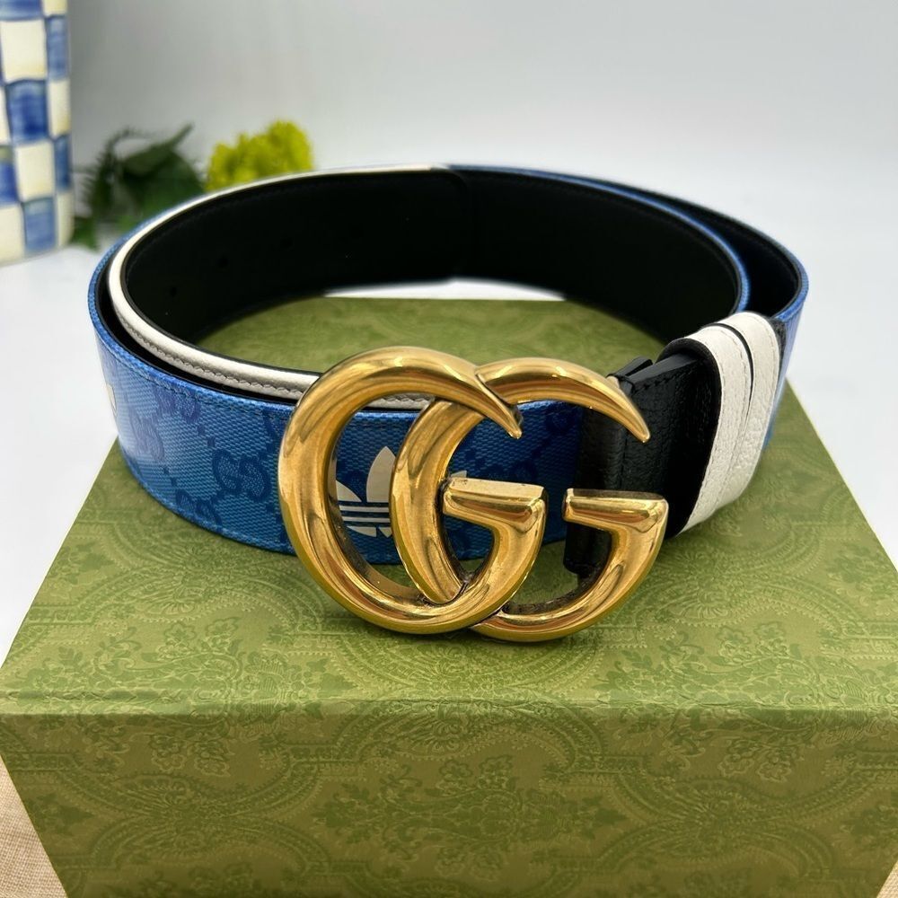 Unisex Gucci X Adidas leather  belt size 90 cm/36 inches made in Italy